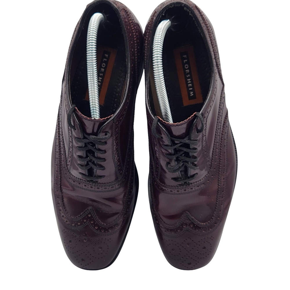 Florsheim Men's 9.5 D Lexington Burgundy Leather Wingtip Oxford Dress Shoes